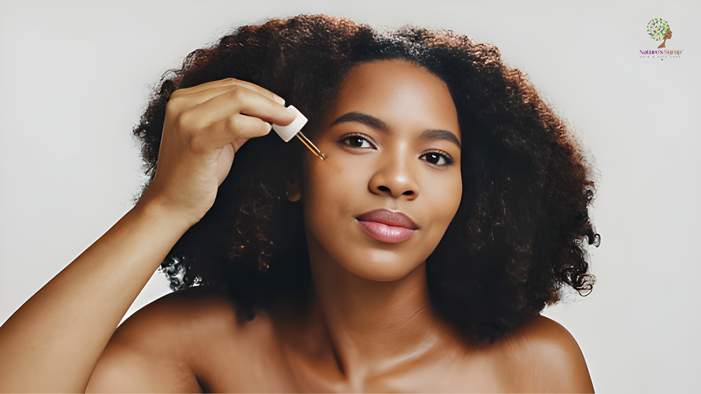 Woman applying anti-aging serum on her face for youthful and glowing skin