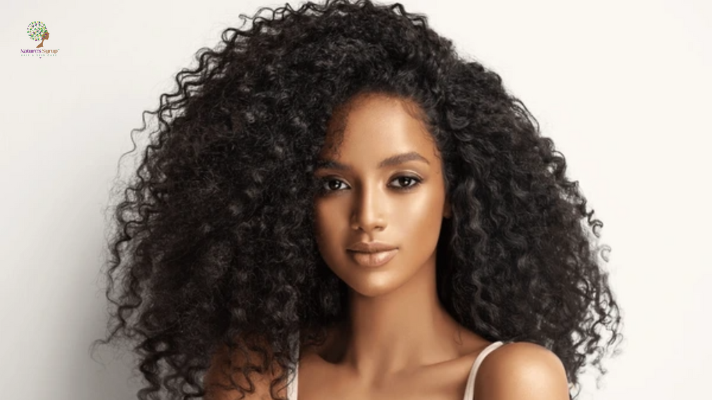 Black woman smiling with natural curly hair, symbolizing confidence, empowerment, and the beauty of embracing textured hair